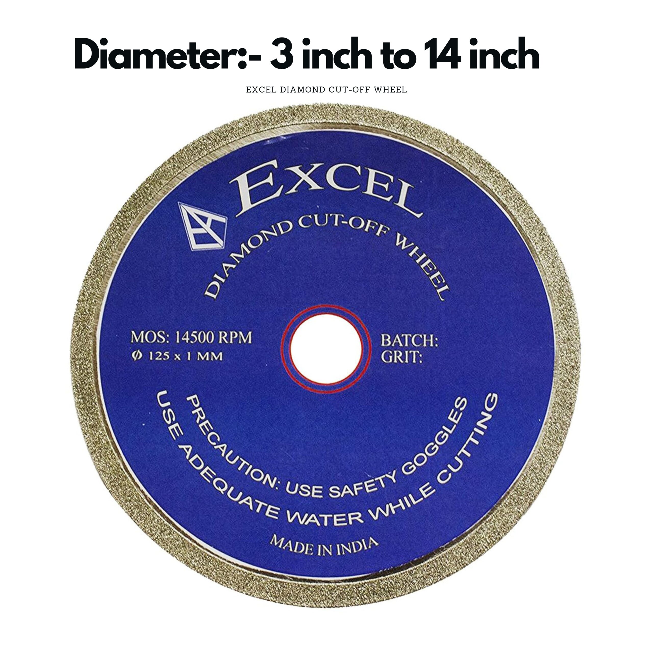 Excel Diamond Cut-Off wheel straight and geometric cut on thicker glass, glass pillar, fiber glass, FRP, FTP and composites