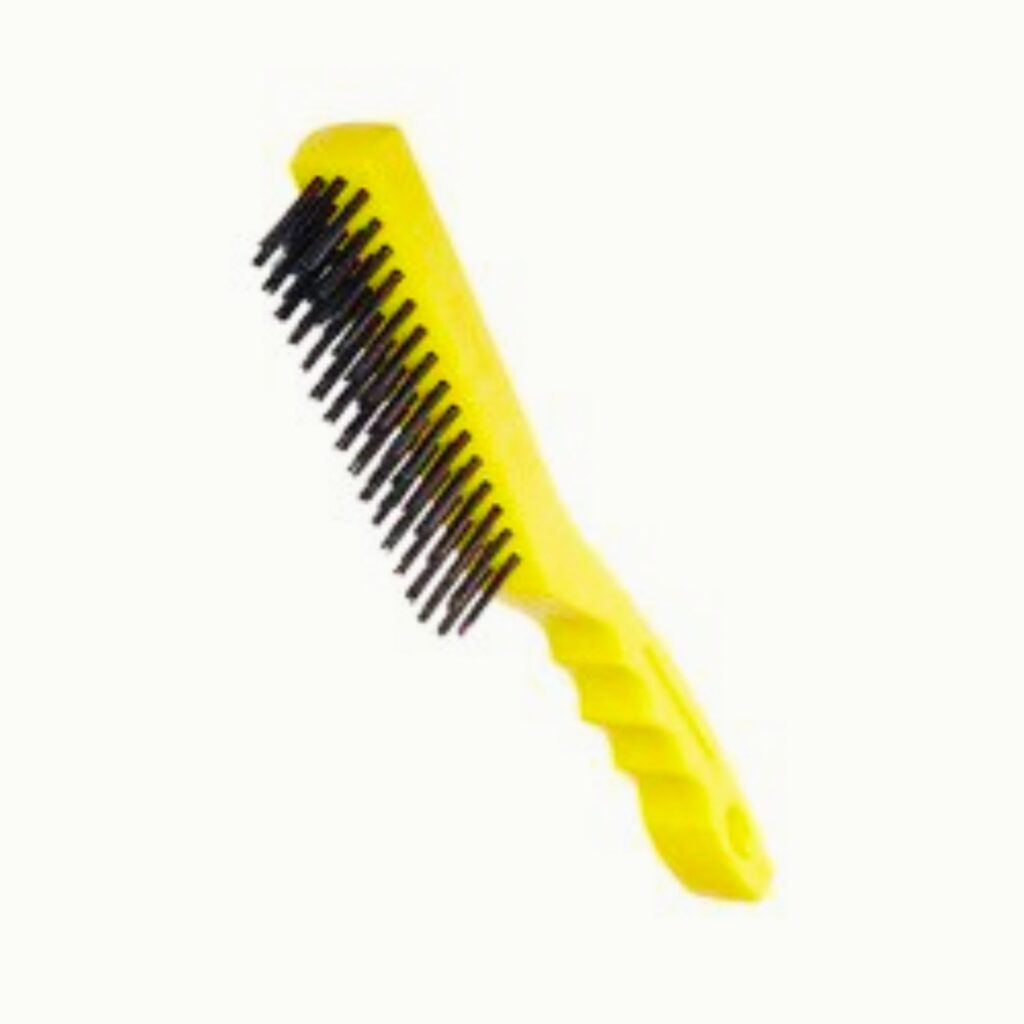 steel bristles brush with scraper is used for the removal of paint, rust etc