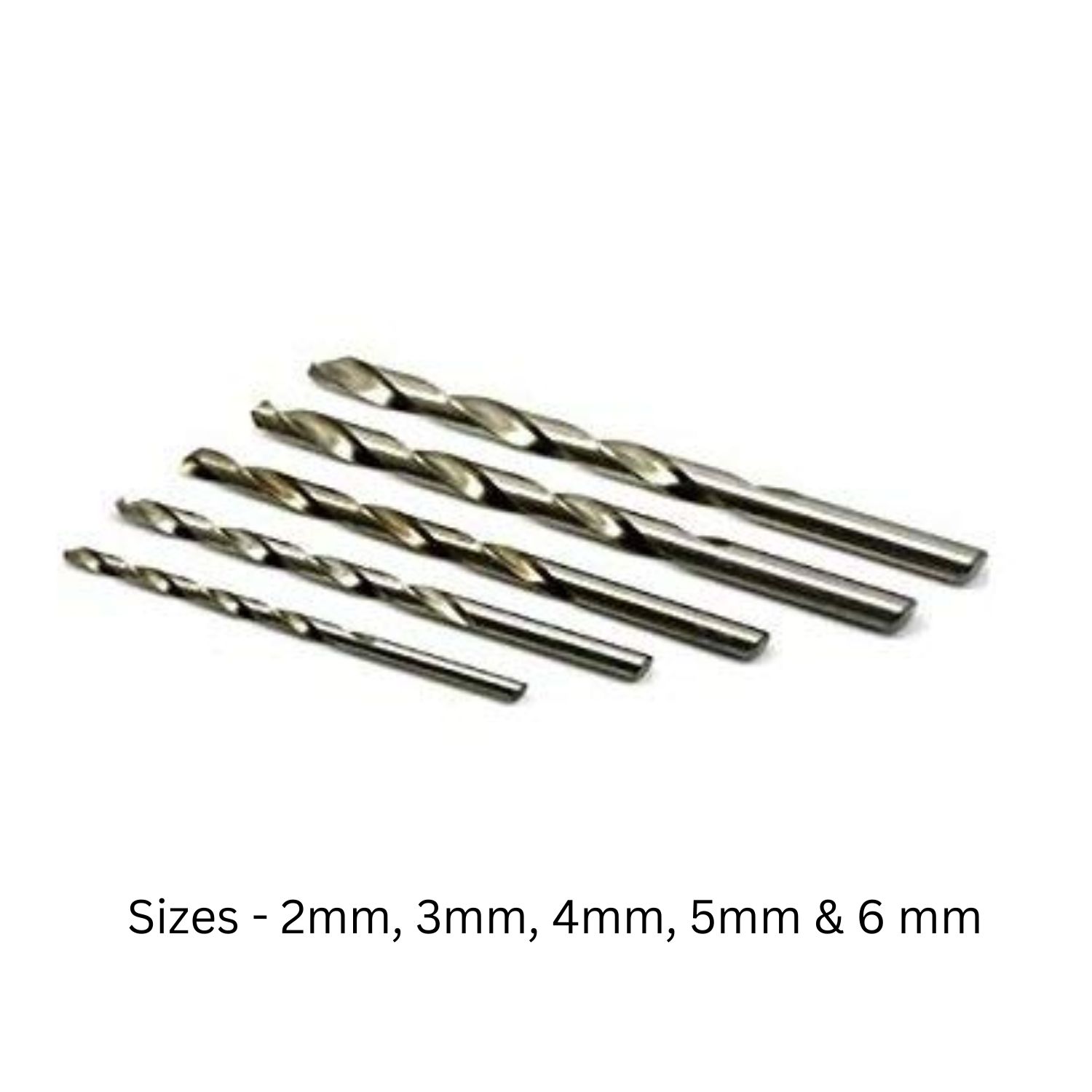 jobber drill bits HSS Jobber Drill Bits for Set of Five 2mm, 3mm, 4mm, 5mm & 6mm - Image 1