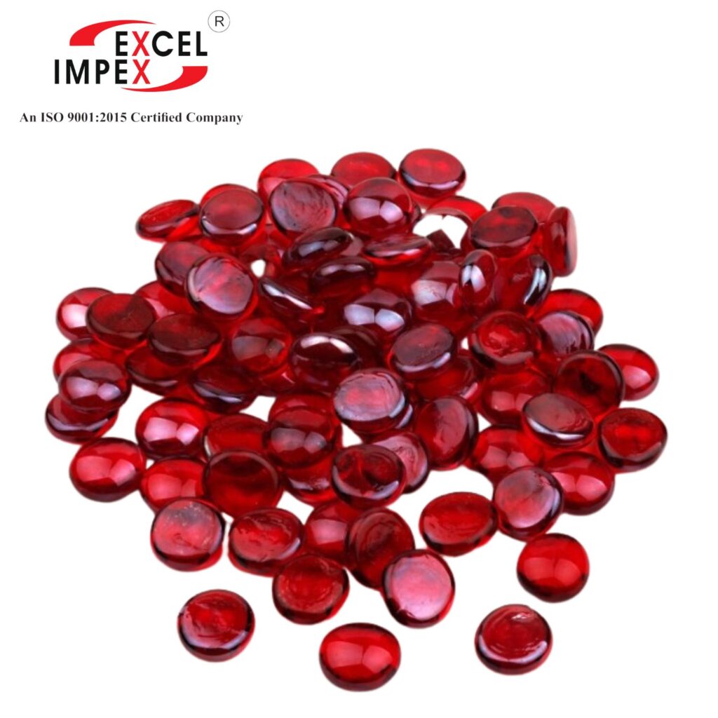 round shaped glass gems with flat bottom which can be used for decorating your glass creations.